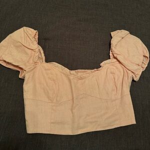 Aritzia Wilfred pink cropped blouse top